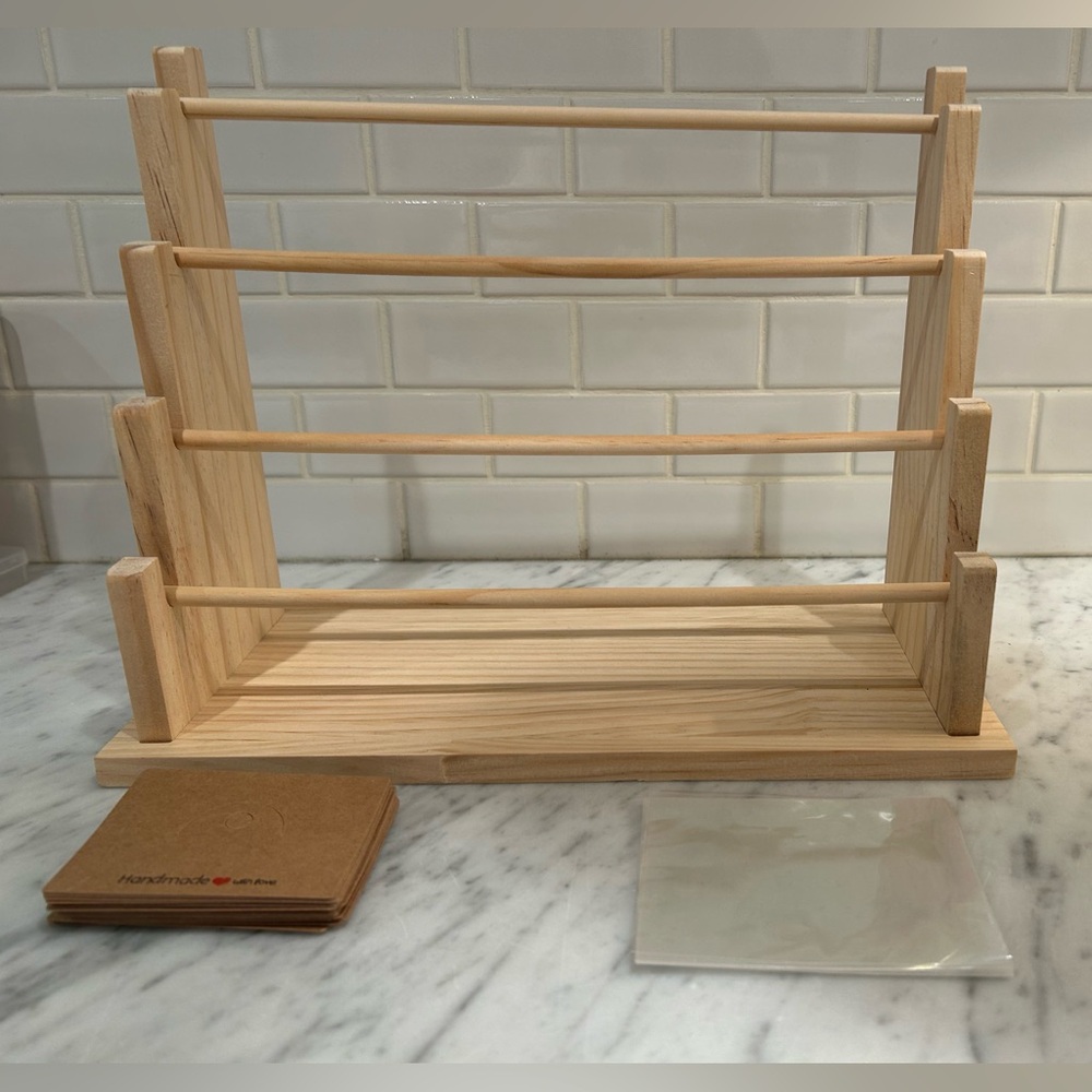 Wooden Display Rack with Cards